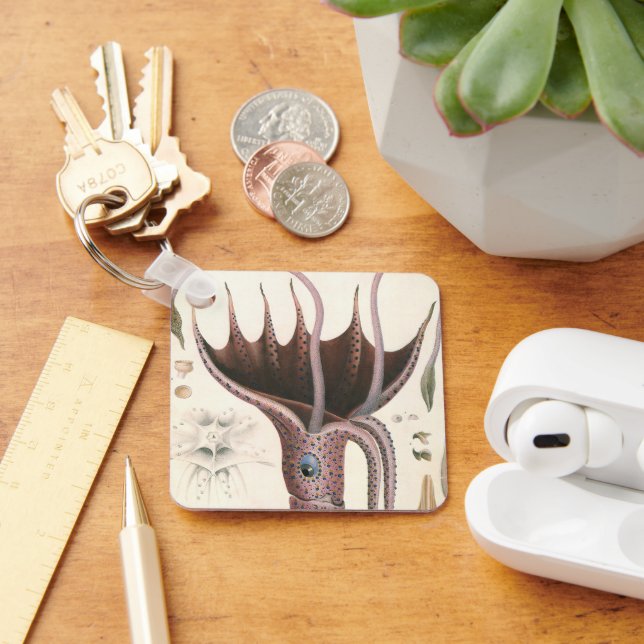 Porte-clés Animaux de la vie marine vintage, calmar parapluie (Bureau)