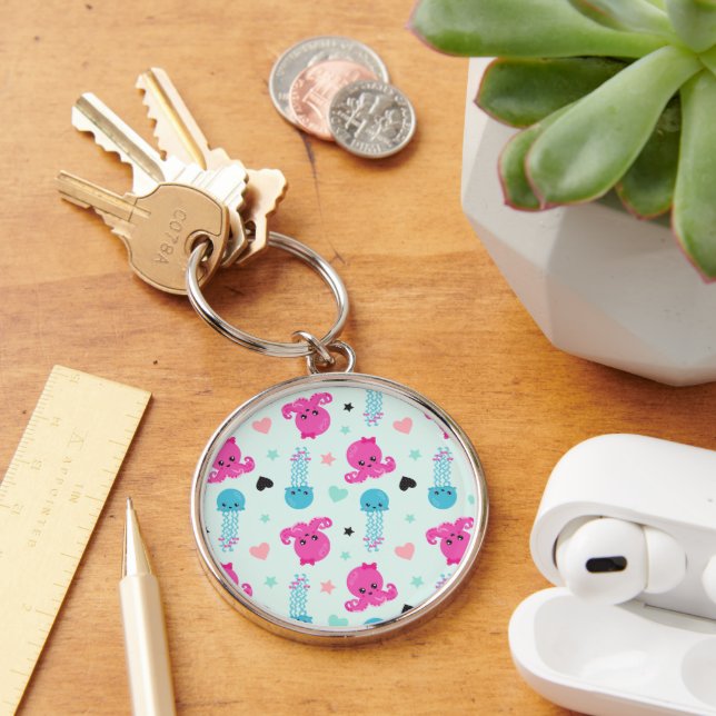 Porte-clés Animaux de mer, Vie de mer, poulpe, méduses, Coeur (Bureau)