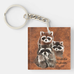 Porte-clés Animaux mignons de famille de raton laveur