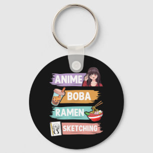 Porte-clés Anime Boba Ramen Esquisse Otaku Kawaii Anime Girl