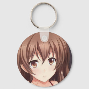 Porte-clés Anime brun cheveux fille yeux brun porte - clé