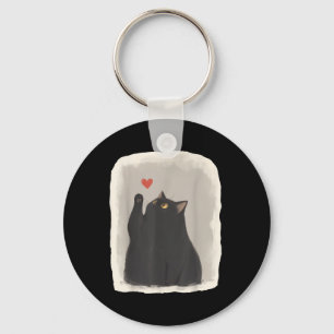 Porte-clés Anime Japonais Chat Mignon Cœur Kawaii Chat Noir H