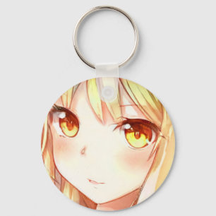 Porte-clés Anime manga souriant fille cheveux blonde yeux amb