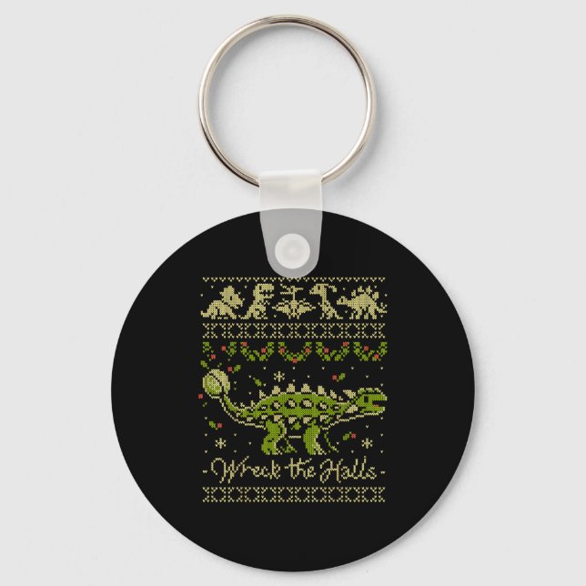 Porte-clés Ankylosaurus Dinosaur Christmas Sweater  (Recto)