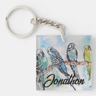 Porte-clés Anneau clé d'art de l'Australian Bird Budgie Water