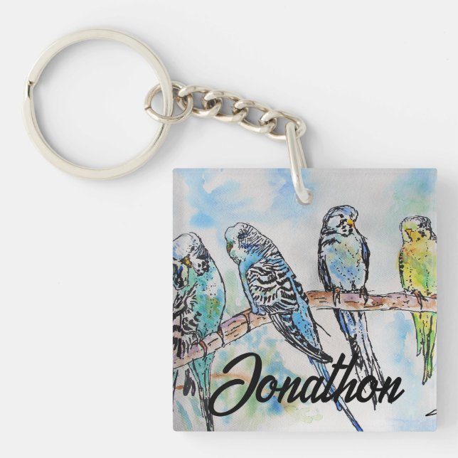 Porte-clés Anneau clé d'art de l'Australian Bird Budgie Water (Devant)