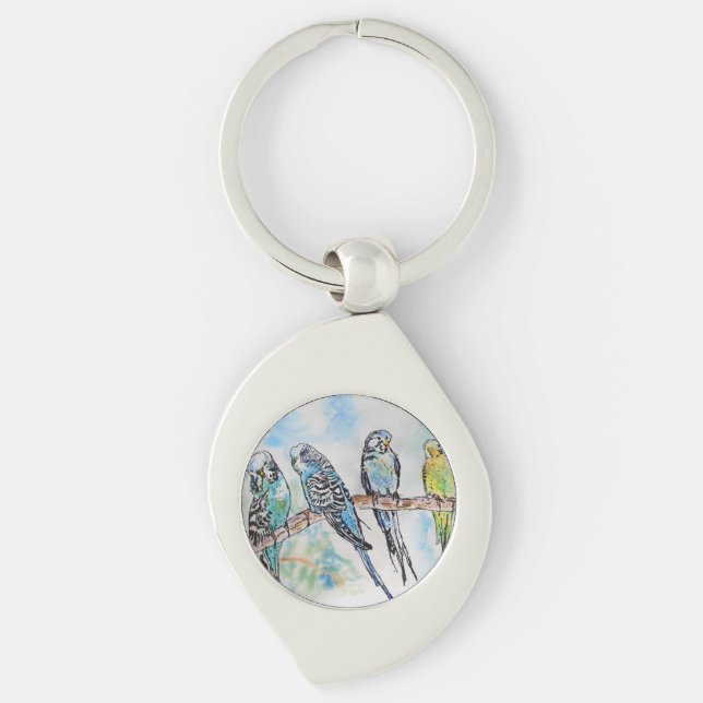 Porte-clés Anneau clé d'art de l'Australian Bird Budgie Water (Devant)