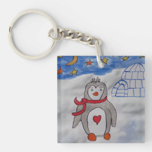Porte-clés Anneau clé de pingouin à neige d'hiver