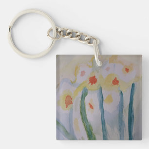 Porte-clés Anneau de clé acrylique des jonquilles Abstraites