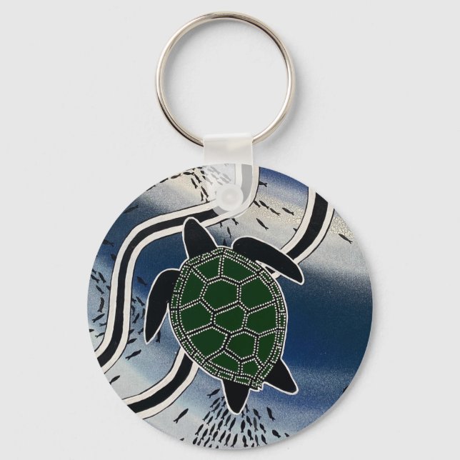 Porte-clés anneau de clé de la tortue marine autochtone (Recto)