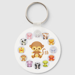Porte-clés Année chinoise du zodiaque du singe