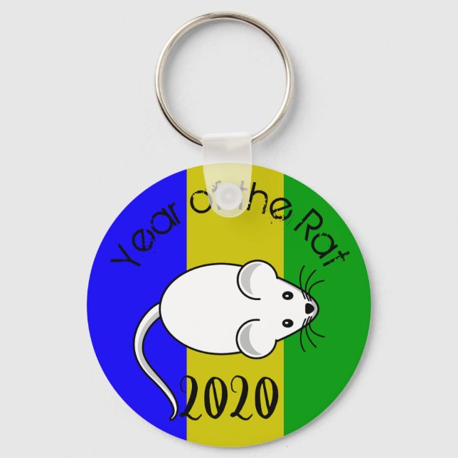 Porte-clés Année de la souris Rat 2020 avec texte (Recto)