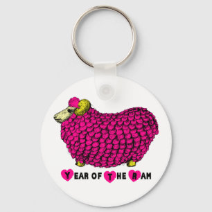 Porte-clés Année du bélier ou du Porte - clé rose chèvre