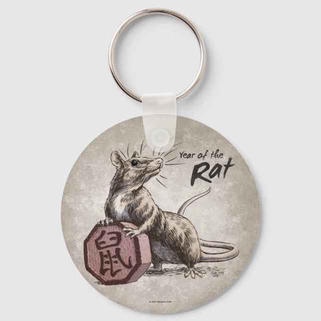 Porte-clés Année du Rat chinois Zodiac Art (Recto)