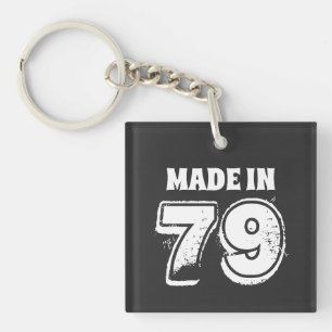 Porte-clés Anniversaire Fabriqué en 79 Typographie Noir