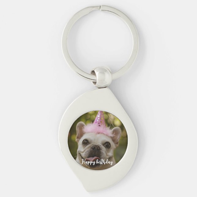 Porte-clés Anniversaire personnalisé de chien de compagnie (Devant)