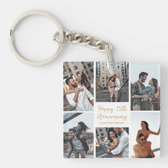 Porte-clés Anniversaire romantique personnalisé Photo Collage (Devant)