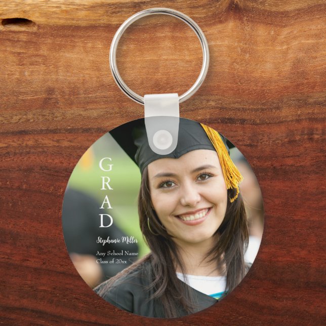Porte-clés Annonce de remise de diplôme Nom personnalisable É (Verso)