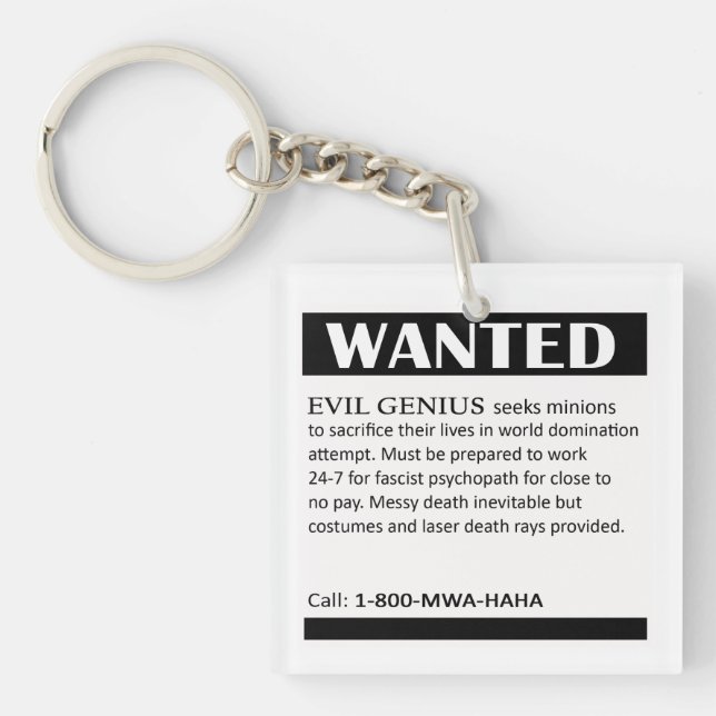 Porte-clés Annonce Recherchée de génie mauvais (Devant)