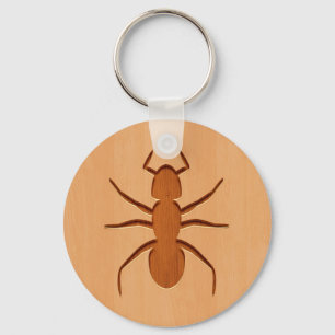 Porte-clés Ant silhouette engraved on wood design