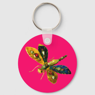 Porte-clés ANTIQUE DRAGONFLY JEWEL Pink Fuchsia