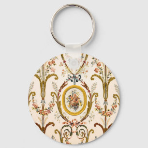 Porte-clés Antique Rococo Floral Gold Crème Élégante
