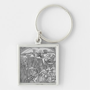 Porte-clés Août, moissonnant, Lion