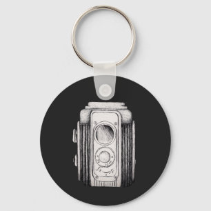 Porte-clés Appareil photo vintage noir sans texte