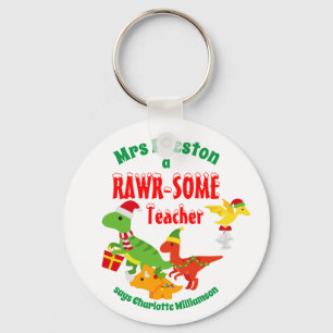 Porte-clés Appréciation de l'enseignant de Noël Enfants Dinos