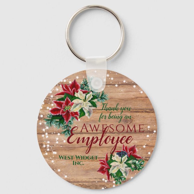 Porte-clés Appréciation des employés rustiques Noël Floral (Recto)