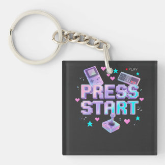 Porte-clés Appuyez sur Start Y2K Arcade de jeu rétro Chrome 9