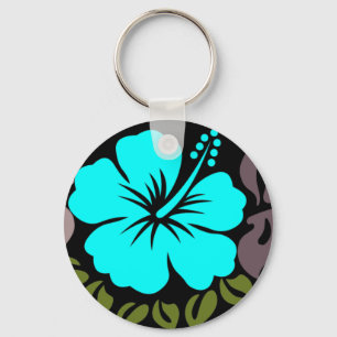 Porte-clés Aqua Hibiscus et Feuilles