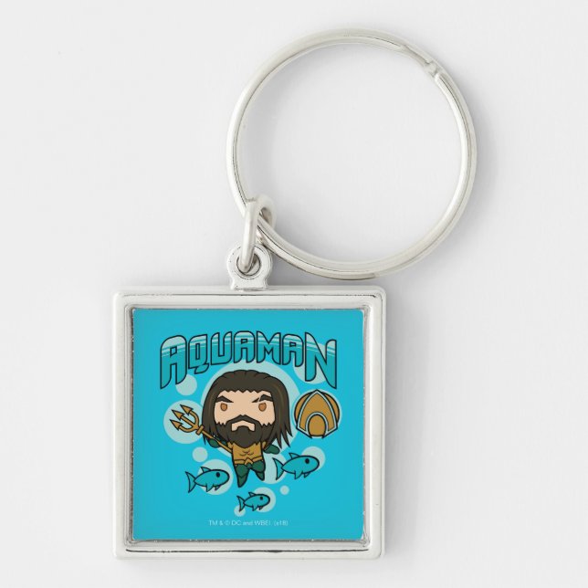 Porte-clés Aquaman | Chibi Aquaman Graphisme sous-marin (Devant)