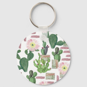 Porte-clés Aquarelle Cactus Motif de peinture transparente