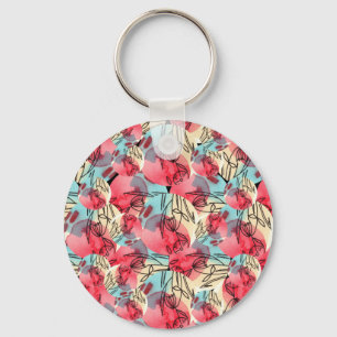 Porte-clés Aquarelle chaude froide Florale géométrique