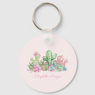 Porte-clés Aquarelle Chic Succulents