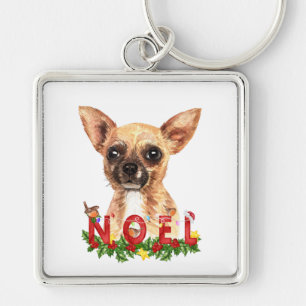 Porte-clés Aquarelle Chihuahua Noel Noël