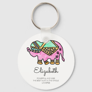 Porte-clés Aquarelle colorée éléphant moderne personnalisé