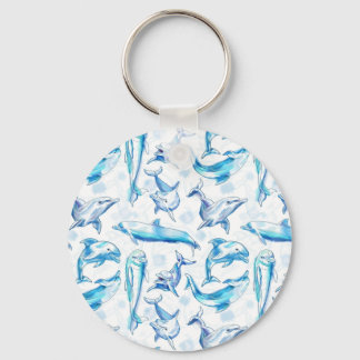 Porte-clés aquarelle dauphin poisson sans soudure motif, daup