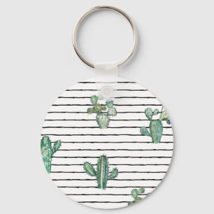 Porte-clés Aquarelle de Cactus : Dessin de stylo Vintage.