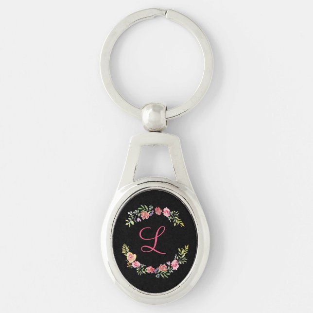 Porte-clés Aquarelle de couleur rose, jaune et verte (Devant)