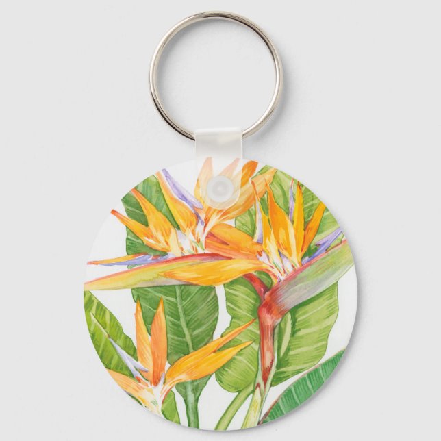 Porte-clés Aquarelle de fleurs exotiques (Recto)