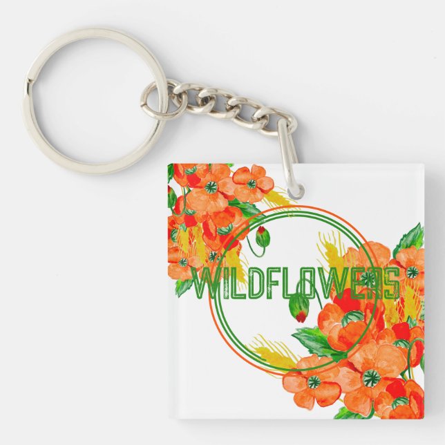 Porte-clés Aquarelle de fleurs sauvages (Devant)