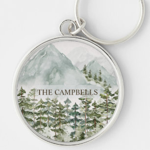 Porte-clés Aquarelle de la forêt et de la montagne