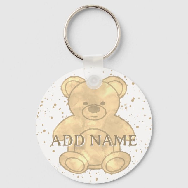 Porte-clés Aquarelle de l'ours en peluche mignonne Nom person (Recto)