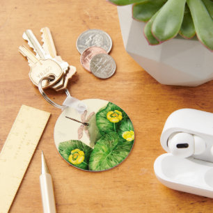Porte-clés aquarelle de nénuphar jaune
