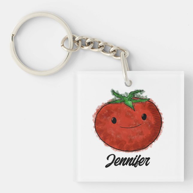 Porte-clés Aquarelle de tomate mignonne (Devant)