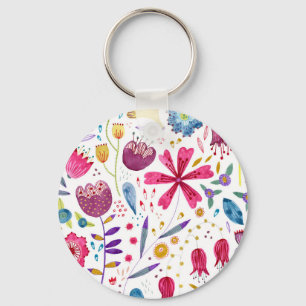 Porte-clés Aquarelle des fleurs de hérisson