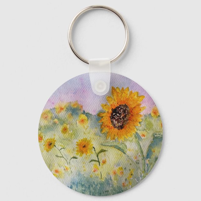 Porte-clés Aquarelle des fleurs de soleil (Recto)