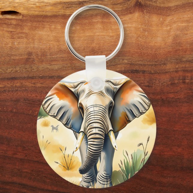 Porte-clés Aquarelle d'un éléphant (Recto)